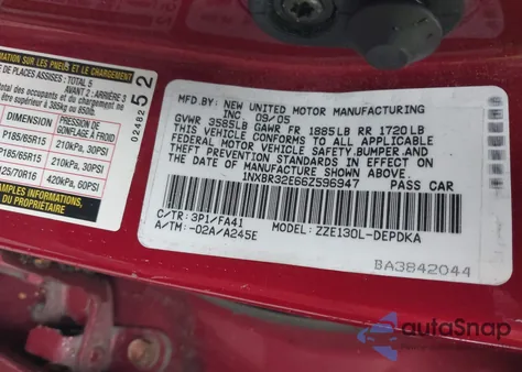 2006 Toyota Corolla Ce/Le/S из США, поврежденный, VIN 1NXBR32E66Z596947